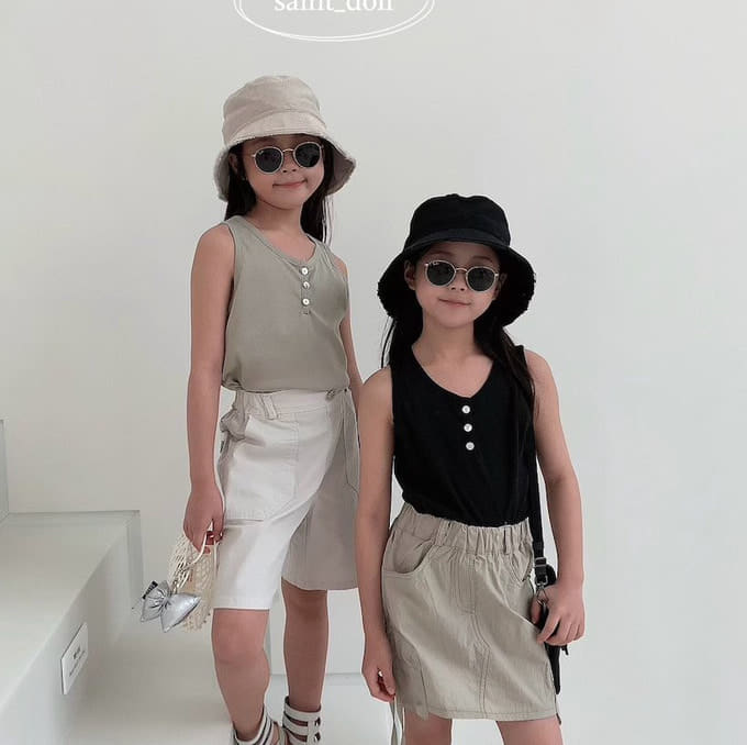 Saint Doll - Korean Children Fashion - #designkidswear - Button Sleeveless Tee