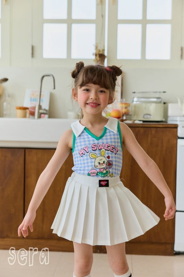 Sera - Korean Children Fashion - #childofig - Check Collar Sleeveless Tee - 4