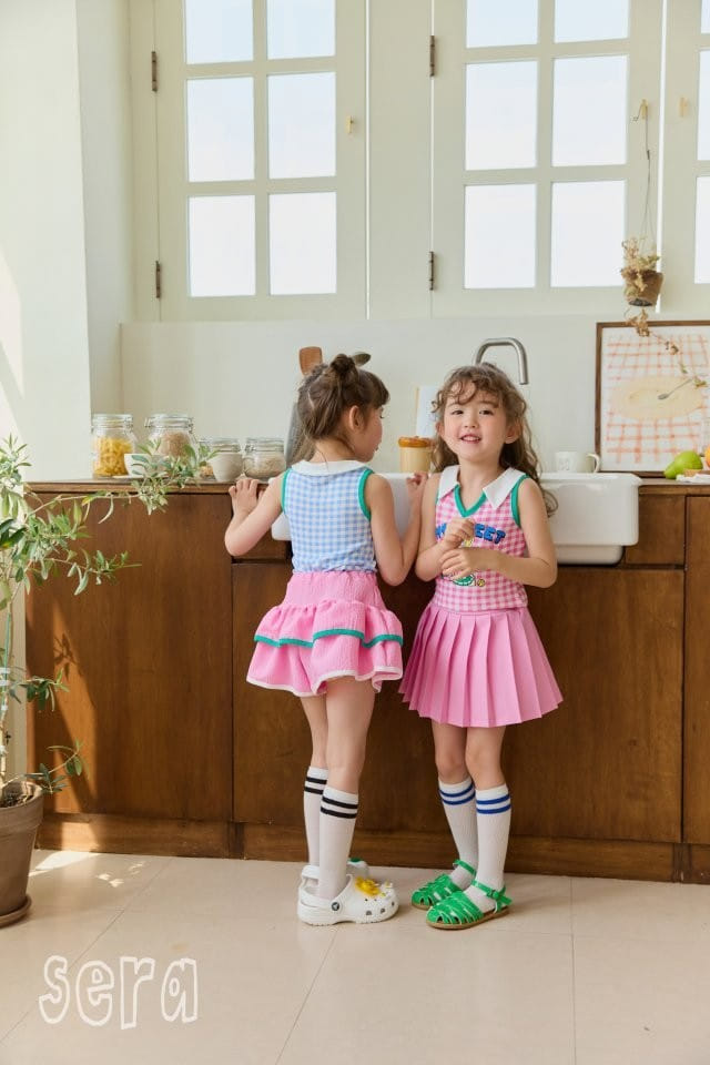 Sera - Korean Children Fashion - #designkidswear - Check Collar Sleeveless Tee - 5