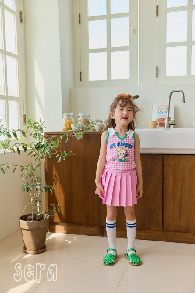 Sera - Korean Children Fashion - #kidsshorts - Check Collar Sleeveless Tee - 8