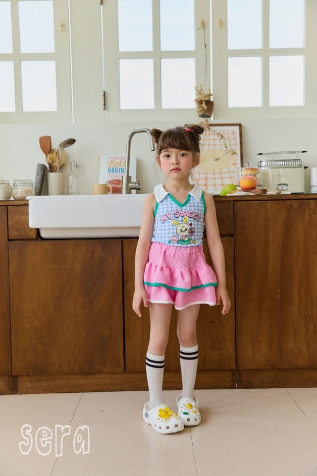 Sera - Korean Children Fashion - #kidzfashiontrend - Check Collar Sleeveless Tee - 10