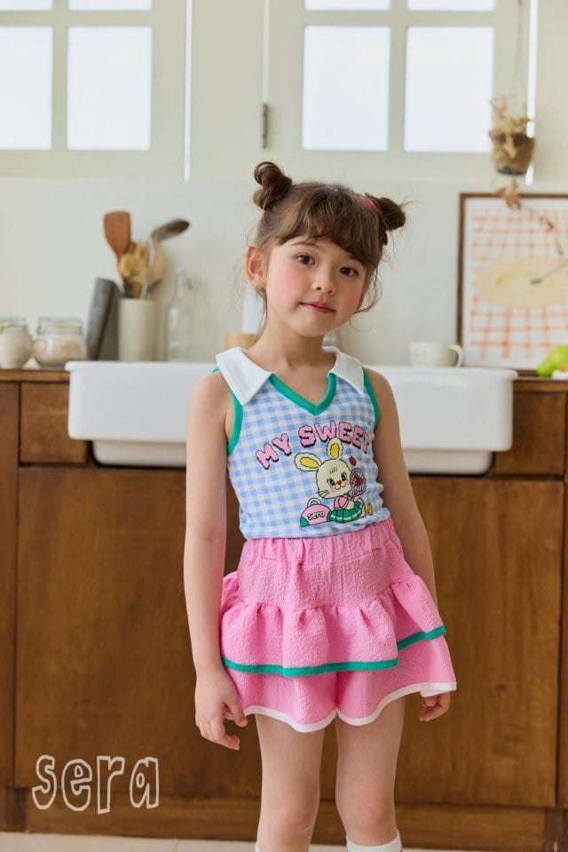 Sera - Korean Children Fashion - #stylishchildhood - Check Collar Sleeveless Tee - 2