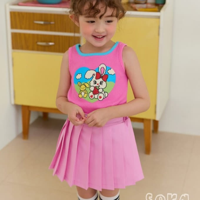 Sera - Korean Children Fashion - #todddlerfashion - Waffle Heart Sleeveless Tee