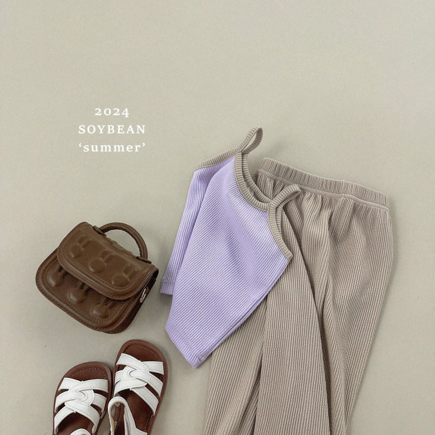 Soybean - Korean Children Fashion - #designkidswear - Cream String Sleevelss Top Bottom Set - 9