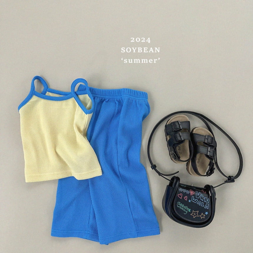 Soybean - Korean Children Fashion - #fashionkids - Cream String Sleevelss Top Bottom Set - 11