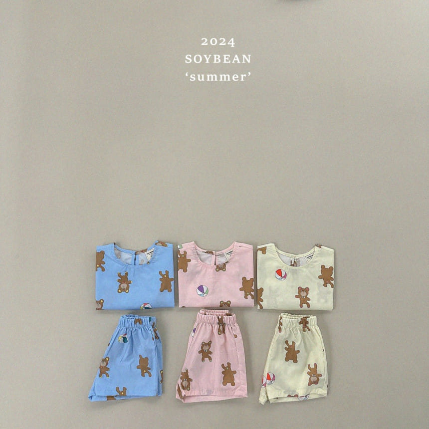 Soybean - Korean Children Fashion - #littlefashionista - Balloon Bear Top Bottom Set - 6