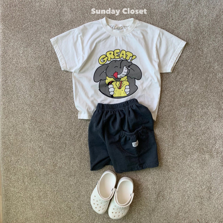 Sunday Closet - Korean Children Fashion - #kidsshorts - Elephant Short Sleeve Tee - 4