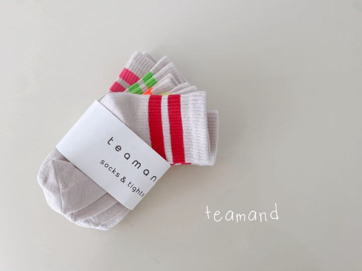 Teamand - Korean Children Fashion - #kidzfashiontrend - Two Line Neon Socks Set - 5