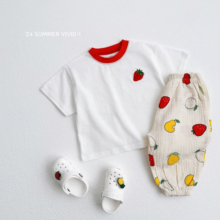 Vivid I - Korean Children Fashion - #childofig - Fruit Embroidery Top Bottom Set - 10