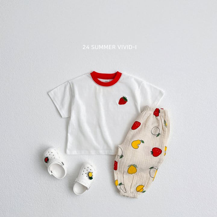 Vivid I - Korean Children Fashion - #childofig - Fruit Embroidery Top Bottom Set - 9