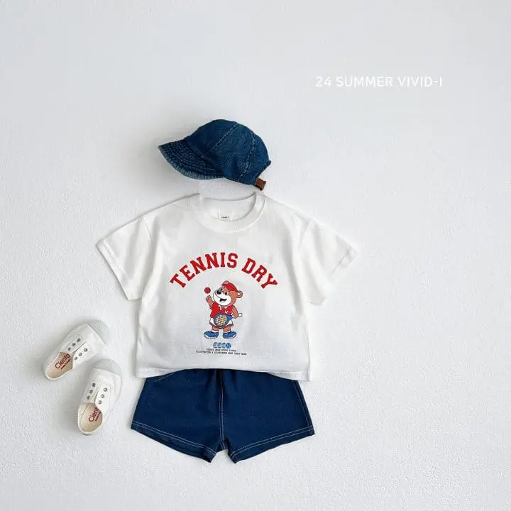 Vivid I - Korean Children Fashion - #kidsshorts - Tennis Bear Short Sleeve Tee - 5
