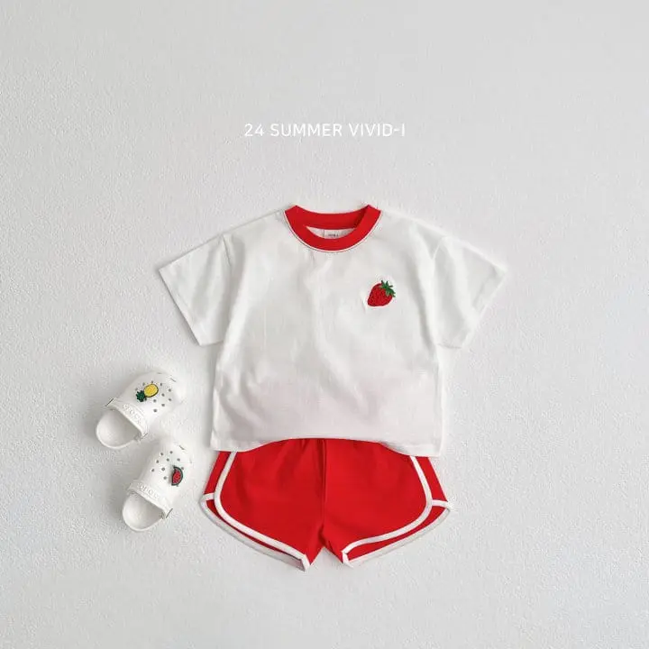 Vivid I - Korean Children Fashion - #kidsstore - Fruit Embroidery Top Bottom Set - 2