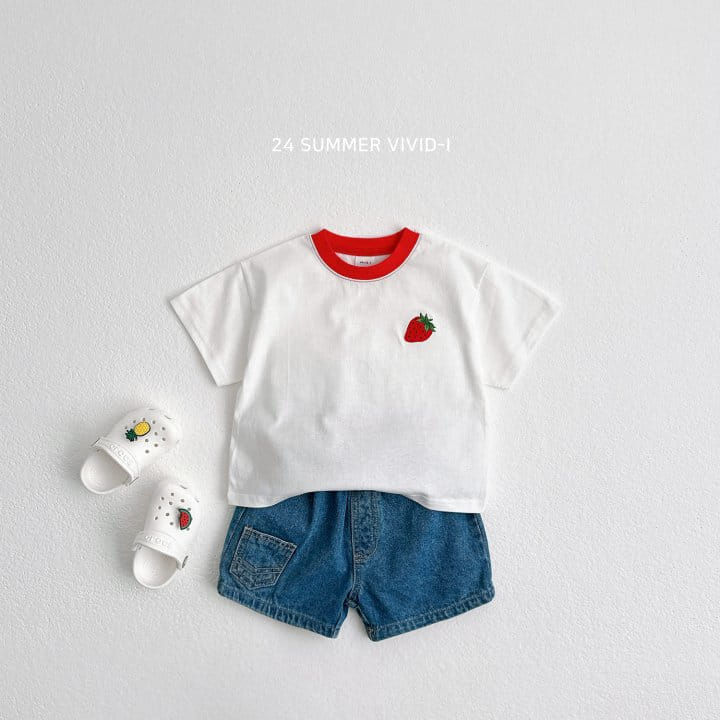 Vivid I - Korean Children Fashion - #littlefashionista - Fruit Embroidery Top Bottom Set - 5