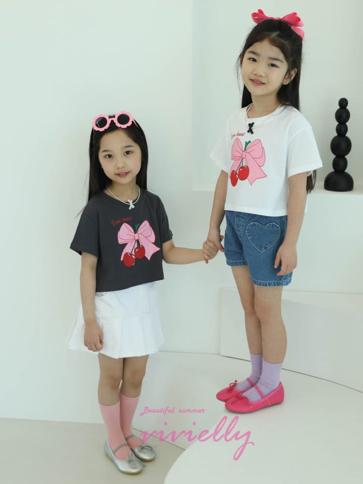 Vivielly - Korean Children Fashion - #discoveringself - Cherry Ribbon Tee - 4