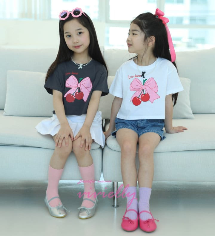 Vivielly - Korean Children Fashion - #kidsstore - Cherry Ribbon Tee - 6