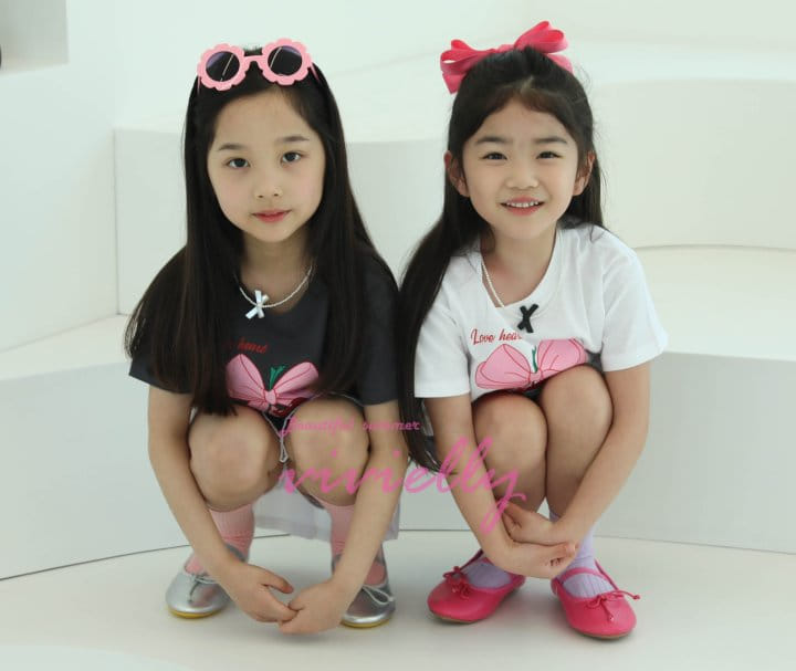 Vivielly - Korean Children Fashion - #littlefashionista - Cherry Ribbon Tee - 9