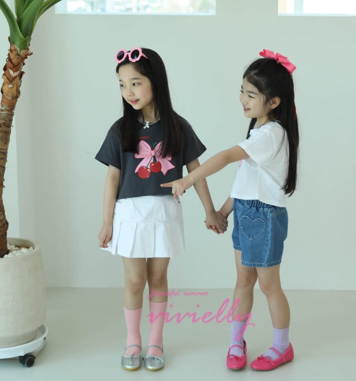 Vivielly - Korean Children Fashion - #minifashionista - Cherry Ribbon Tee - 11