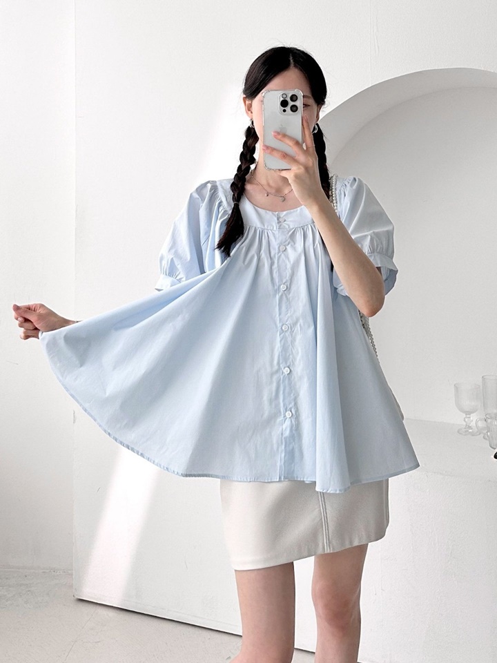 Round Shirring Blouse