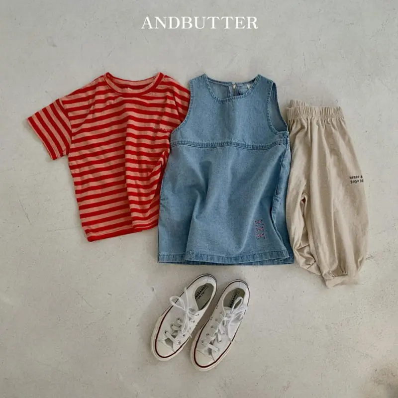 Andbutter - Korean Children Fashion - #childrensboutique - Ribbon Denim One-Piece - 8