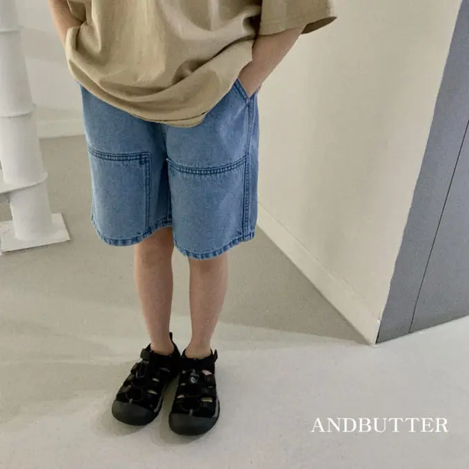 Andbutter - Korean Children Fashion - #childrensboutique - Point Half Denim Pants