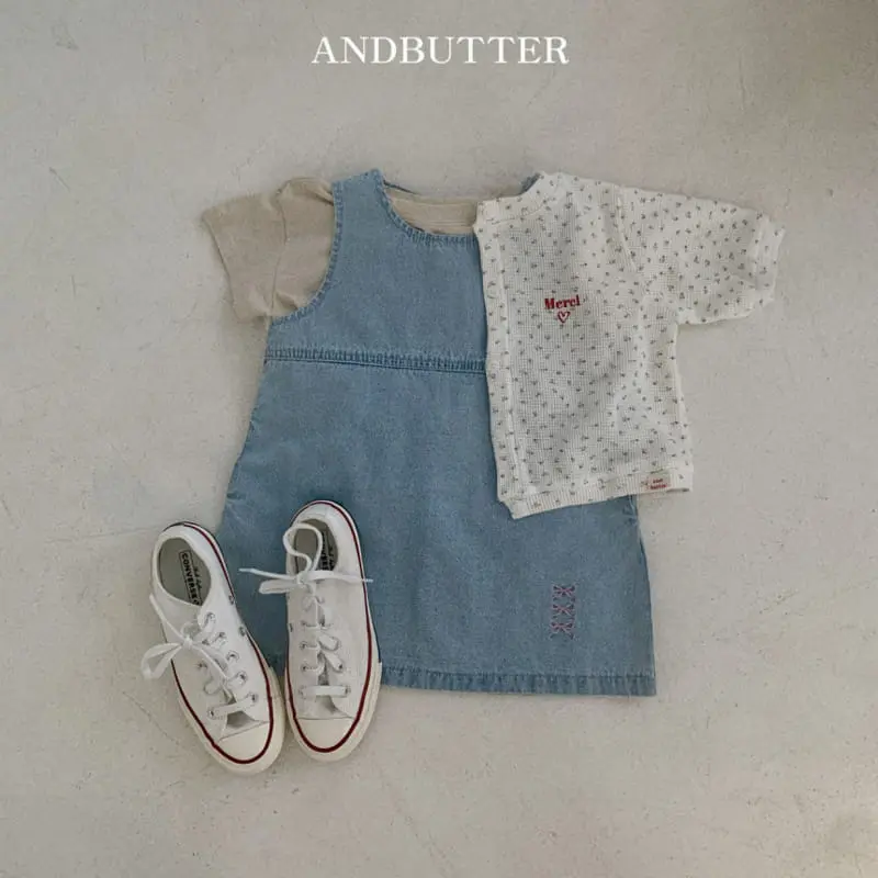 Andbutter - Korean Children Fashion - #designkidswear - Ribbon Denim One-Piece - 9
