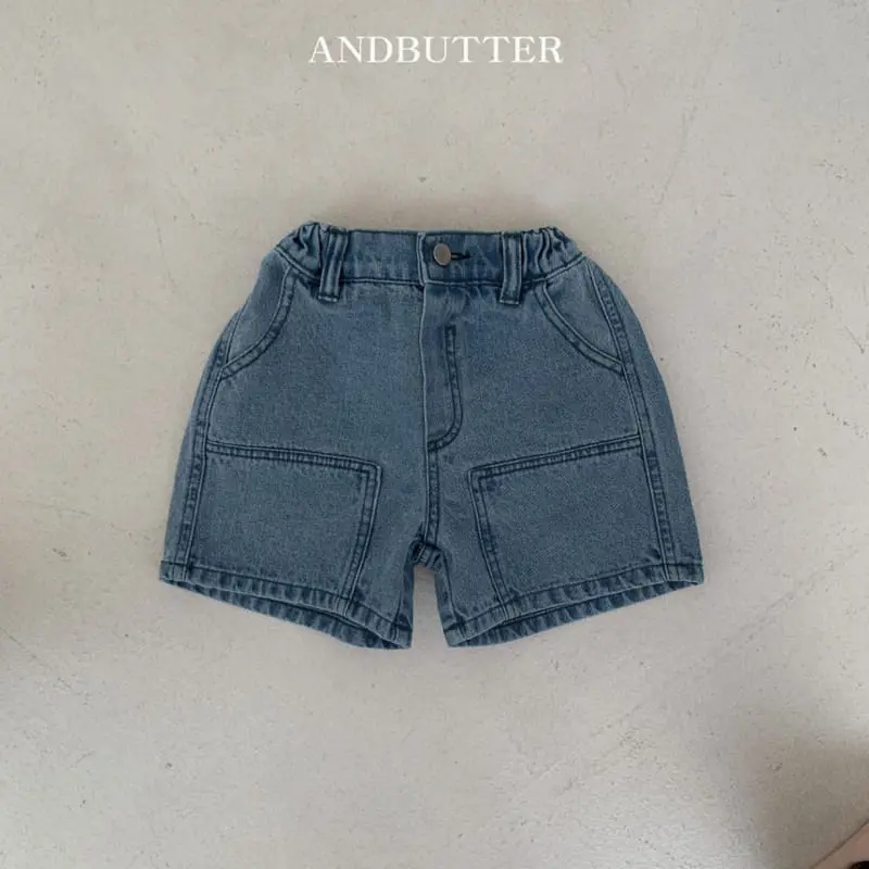 Andbutter - Korean Children Fashion - #discoveringself - Point Half Denim Pants - 3