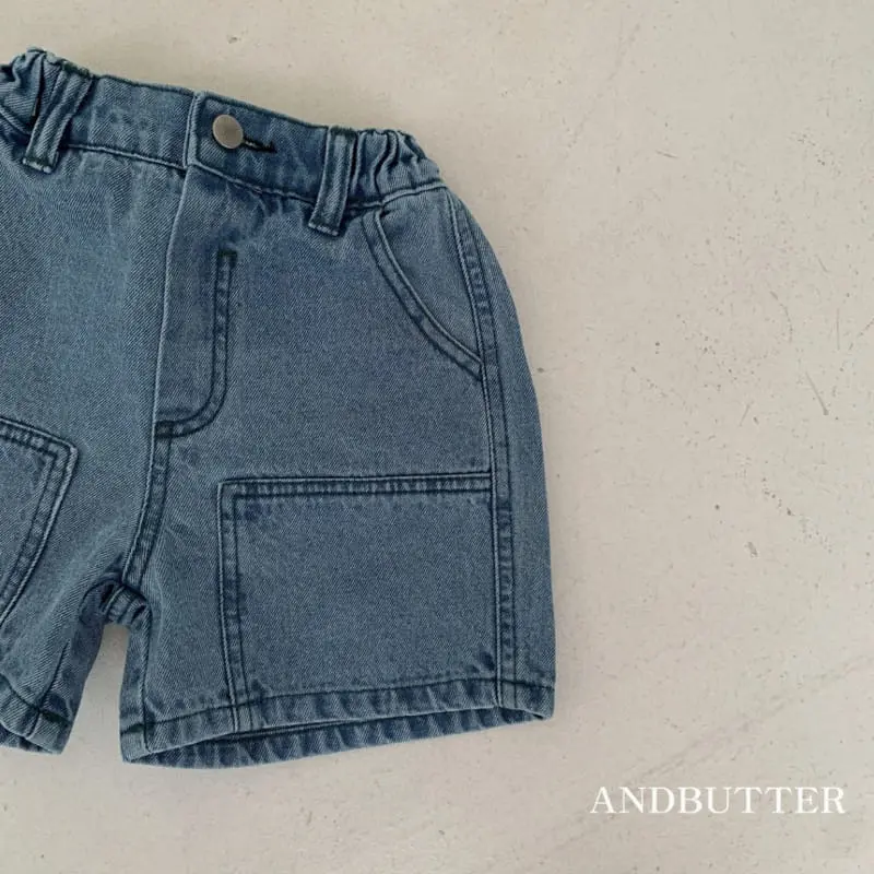 Andbutter - Korean Children Fashion - #discoveringself - Point Half Denim Pants - 4