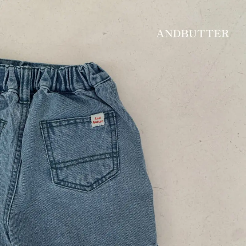 Andbutter - Korean Children Fashion - #kidsshorts - Point Half Denim Pants - 5