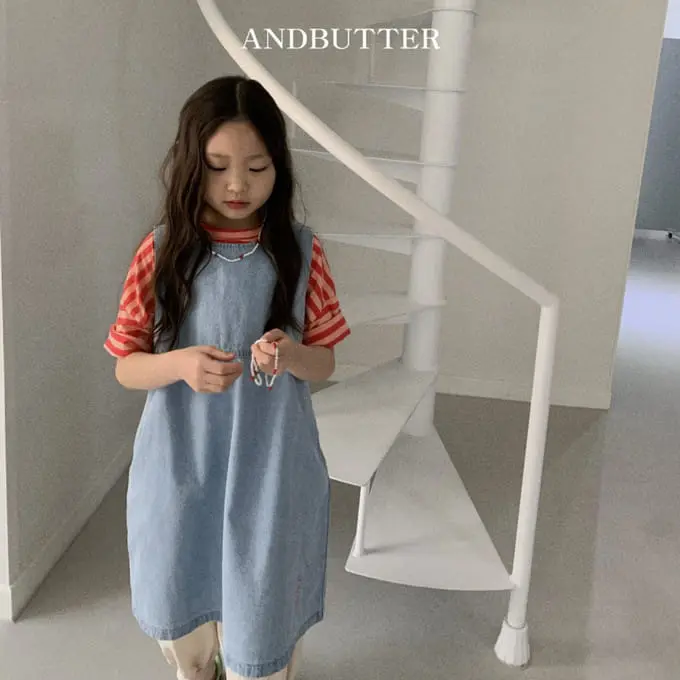 Andbutter - Korean Children Fashion - #magicofchildhood - Ribbon Denim One-Piece