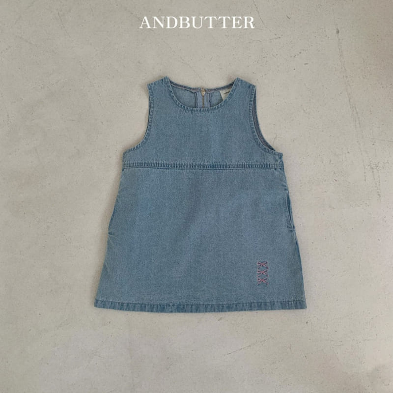 Andbutter - Korean Children Fashion - #minifashionista - Ribbon Denim One-Piece - 2