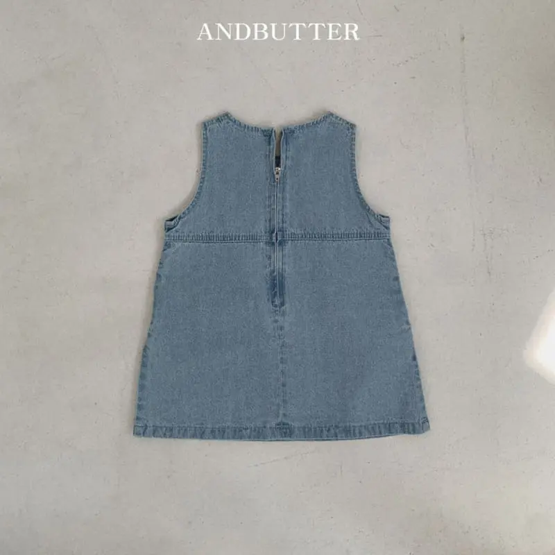 Andbutter - Korean Children Fashion - #stylishchildhood - Ribbon Denim One-Piece - 6