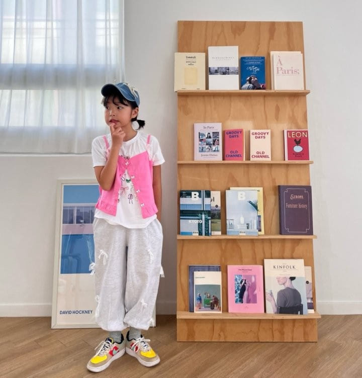 Bobo j - Korean Children Fashion - #designkidswear - Lace Ribbon Jogger Pants With mom - 10