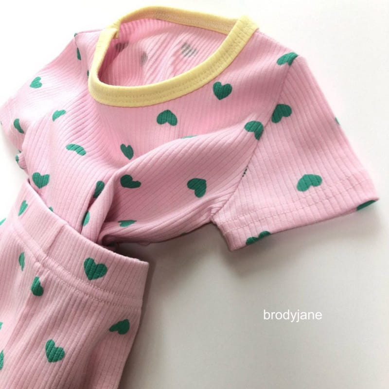 Brody Jane - Korean Children Fashion - #minifashionista - Heart Rib Short Sleeve Top Bottom Set - 8