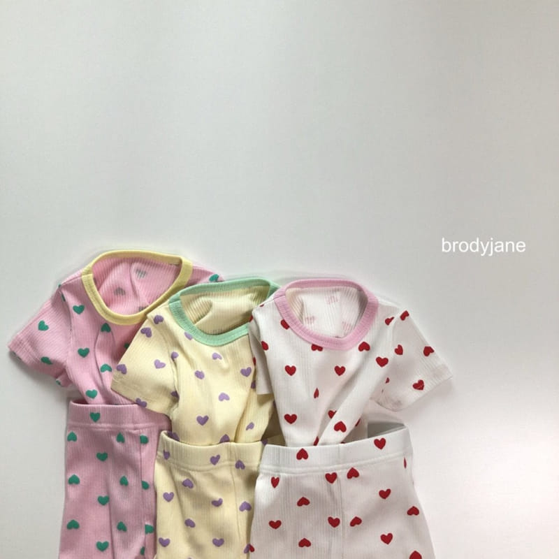 Brody Jane - Korean Children Fashion - #prettylittlegirls - Heart Rib Short Sleeve Top Bottom Set - 9
