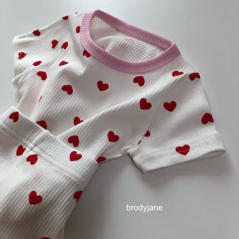 Brody Jane - Korean Children Fashion - #todddlerfashion - Heart Rib Short Sleeve Top Bottom Set - 10