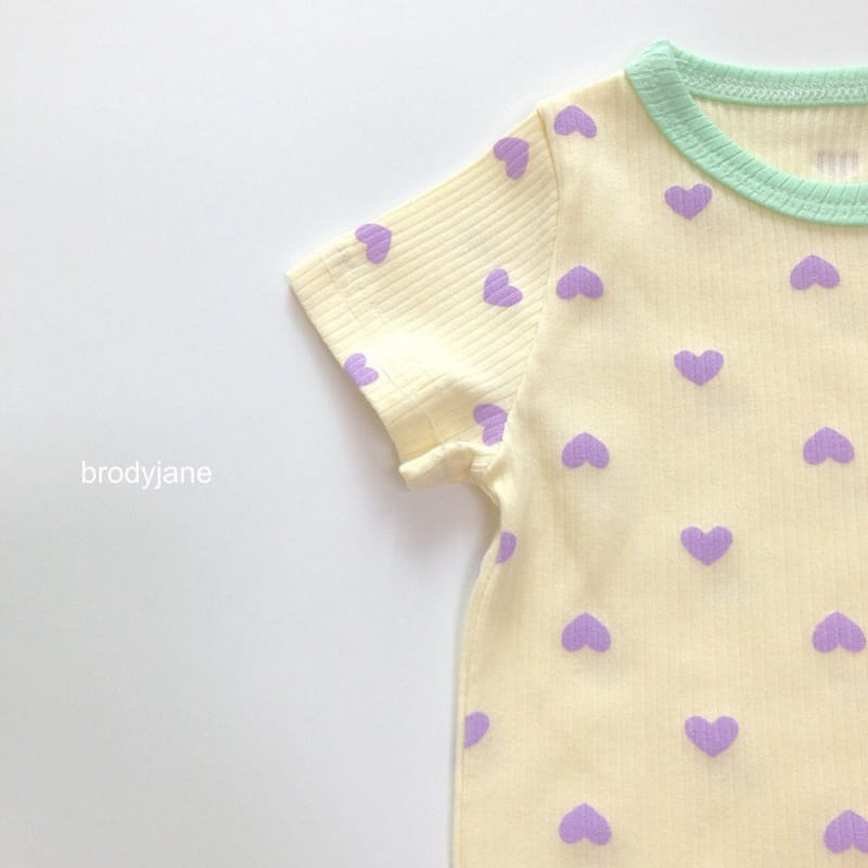 Brody Jane - Korean Children Fashion - #toddlerclothing - Heart Rib Short Sleeve Top Bottom Set - 11