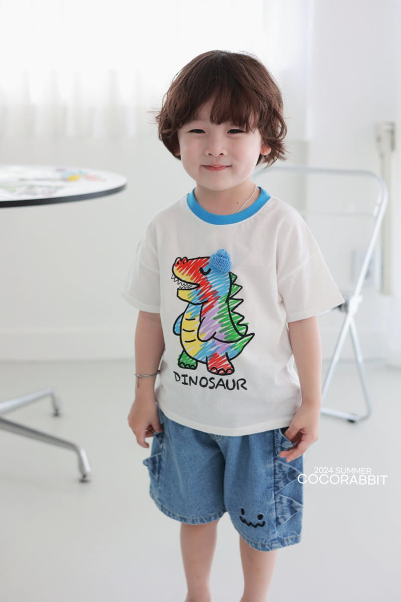 Coco Rabbit - Korean Children Fashion - #prettylittlegirls - Crayon Dinosaur Tee - 8