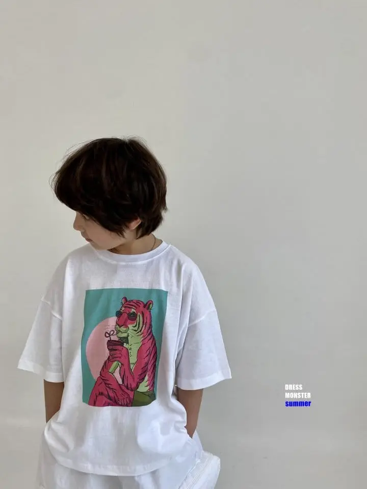 Dress Monster - Korean Children Fashion - #designkidswear - Pinky Tiger Tee - 9