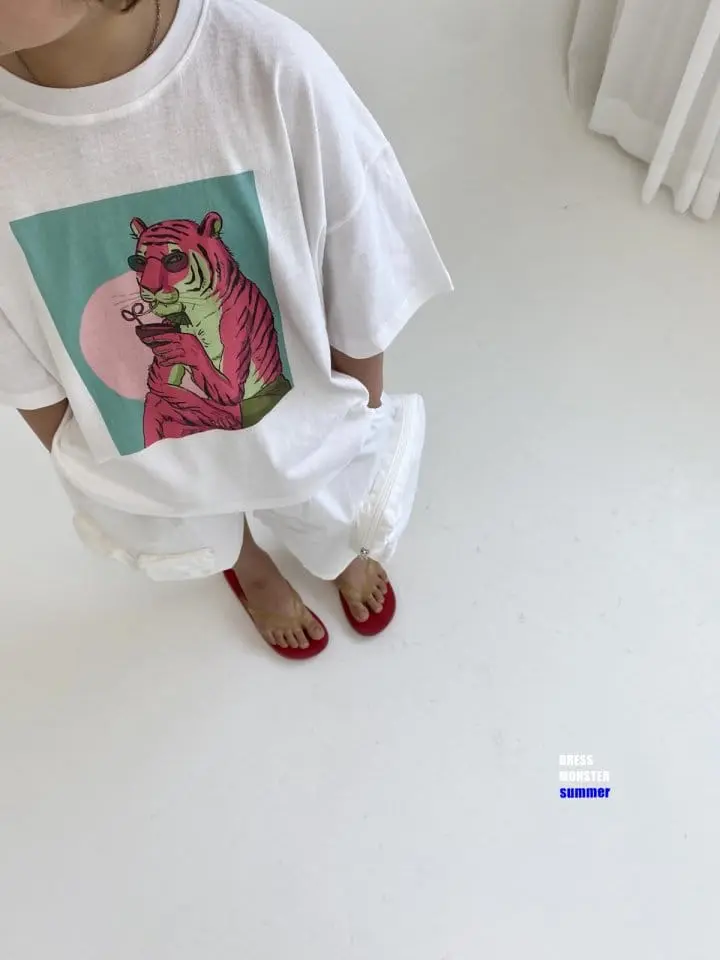 Dress Monster - Korean Children Fashion - #magicofchildhood - Pinky Tiger Tee - 4