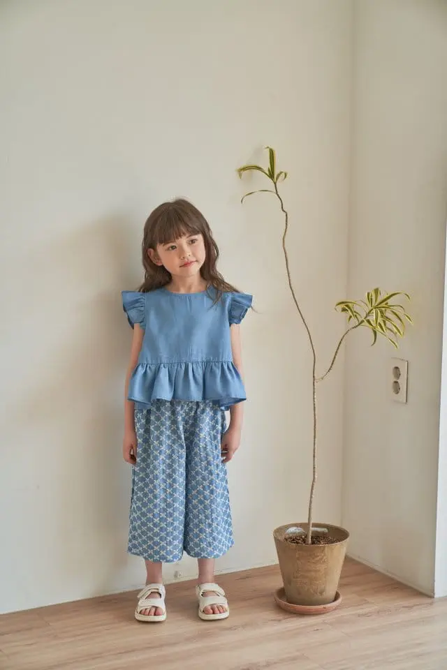 Green Tomato - Korean Children Fashion - #kidzfashiontrend - Embroidery Denim Wide Pants - 2
