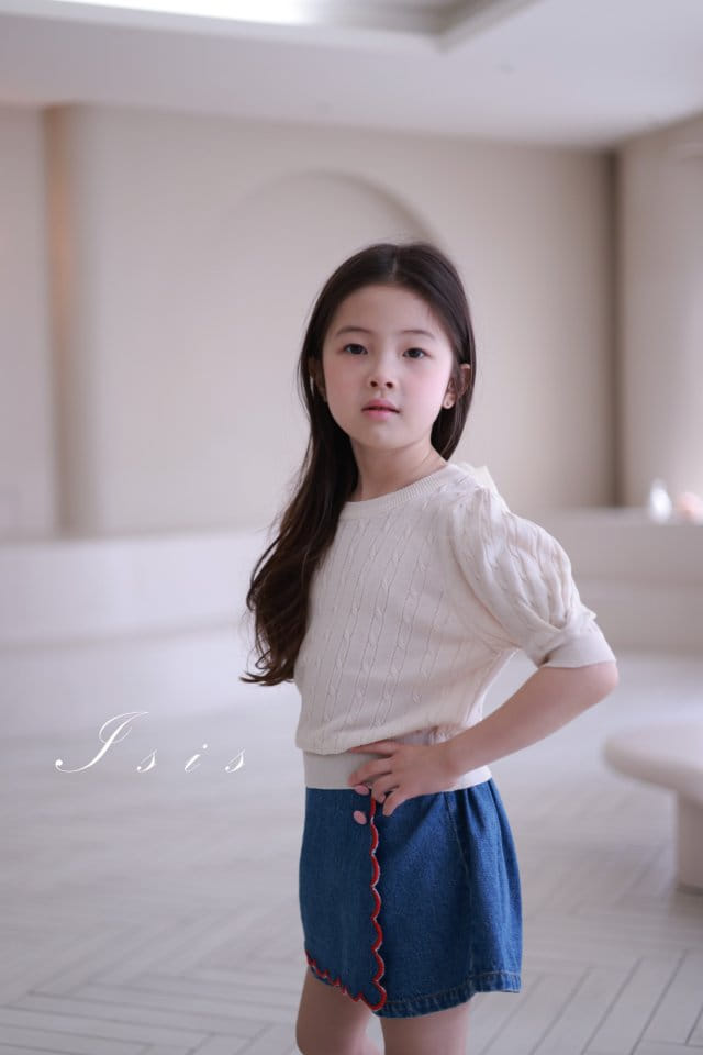 Isis - Korean Children Fashion - #childrensboutique - Red Line Denim Skirt Shorts - 8