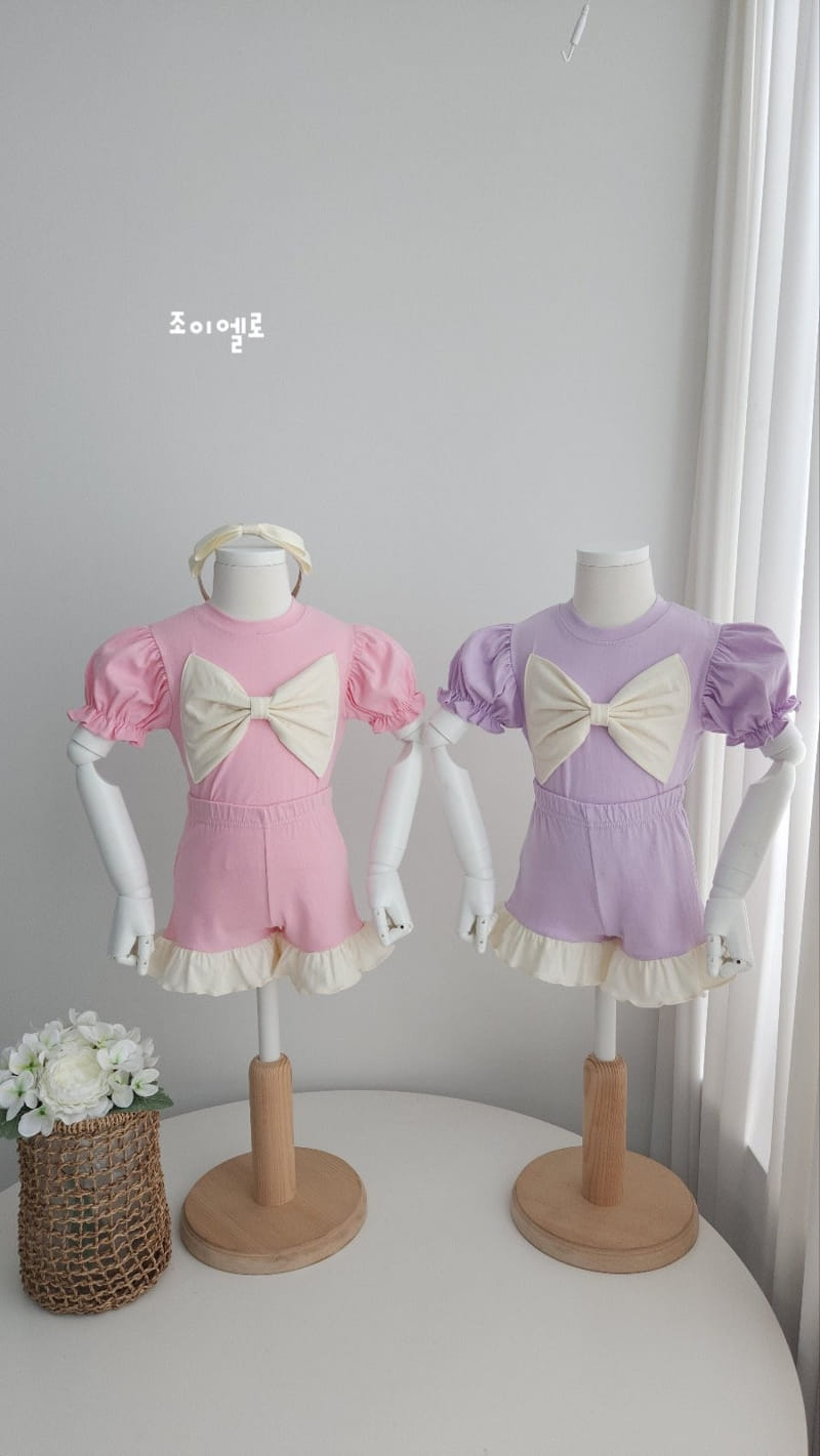Joy ello - Korean Children Fashion - #prettylittlegirls - I Am Ribbon Top Bottom Set