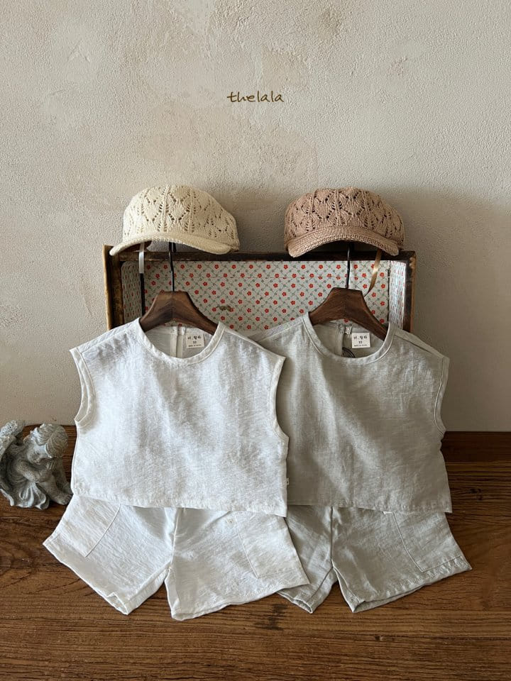 Lala - Korean Children Fashion - #childrensboutique - Canvas Top Bottom Set - 2