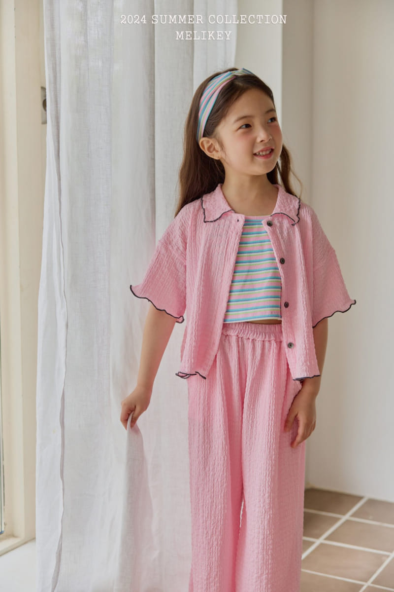 Melikey - Korean Children Fashion - #kidsstore - Pleats Shirt Top Bottom Set - 3