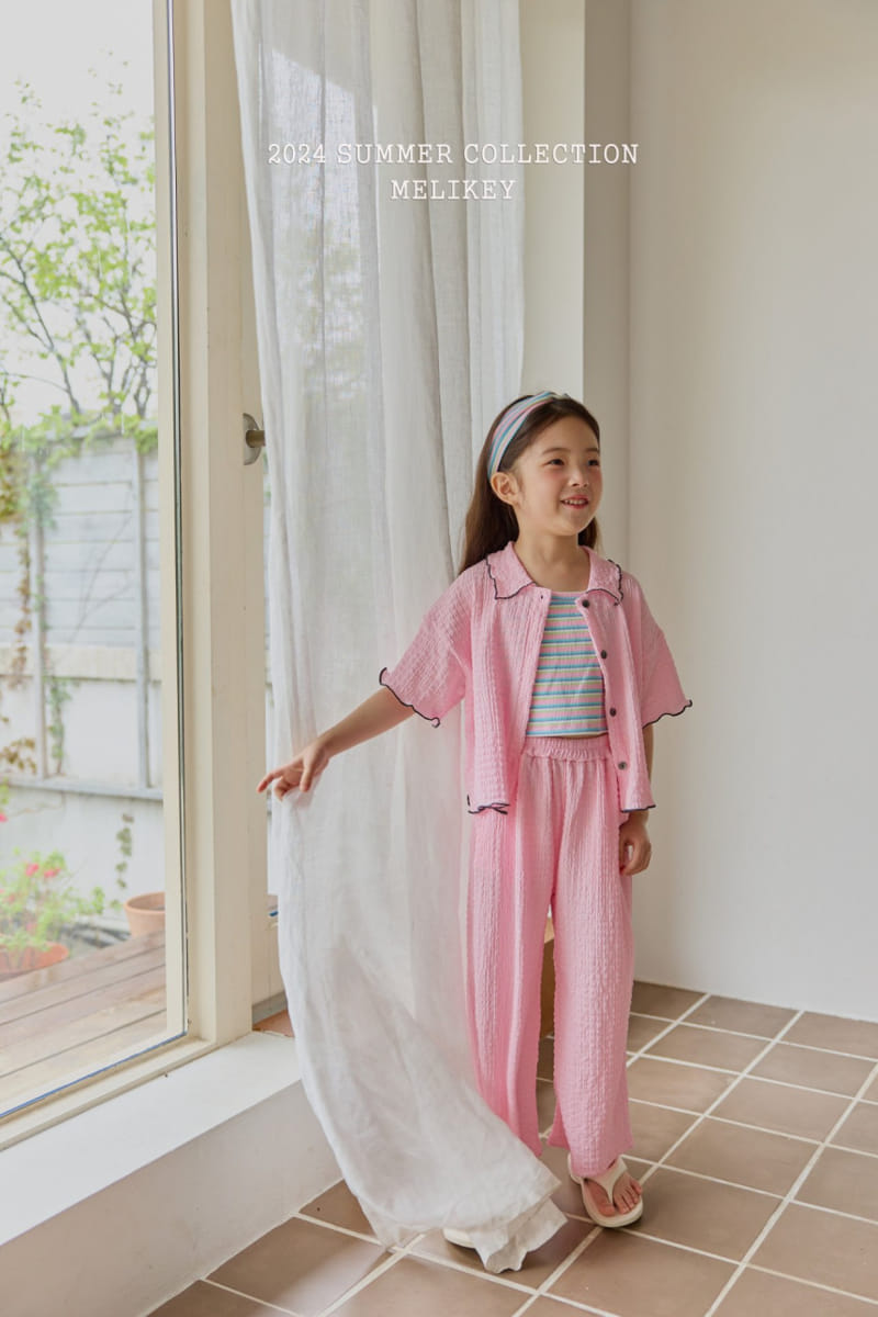 Melikey - Korean Children Fashion - #kidsstore - Pleats Shirt Top Bottom Set - 4