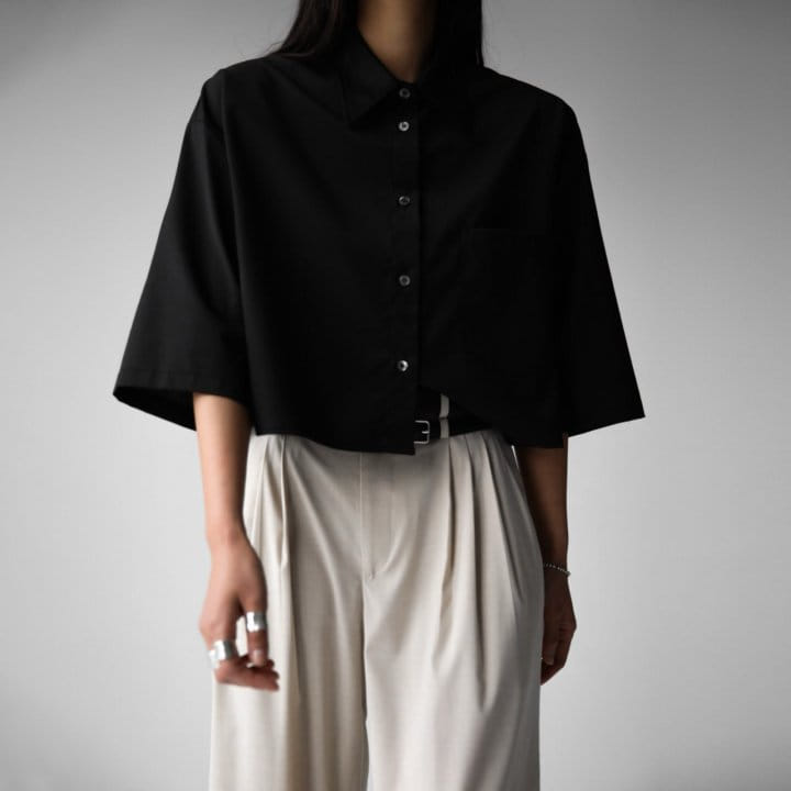 Paper Moon - Korean Women Fashion - #momslook - Half Sleeved Cropped Button Down Shirt - 10
