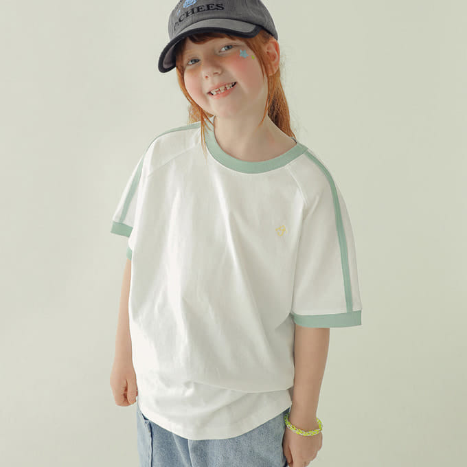 Peach-Cream - Korean Children Fashion - #fashionkids - Line Raglan Tee
