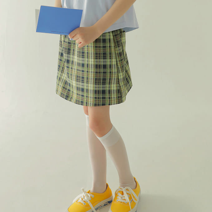 Peach-Cream - Korean Children Fashion - #kidsstore - Mardras Check Skirt