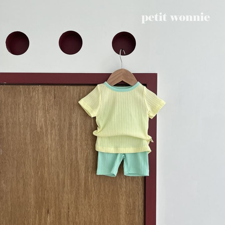 Petitwonnie - Korean Children Fashion - #kidsshorts - Ton Ton Color Top Bottom Set - 5