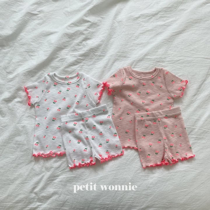 Petitwonnie - Korean Children Fashion - #kidsshorts - Cherry Bon Bon Top Bottom Set